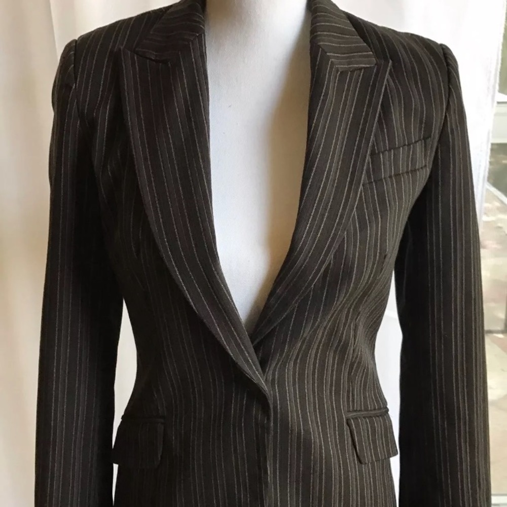Zara pin striped blazer  jacket brown size small